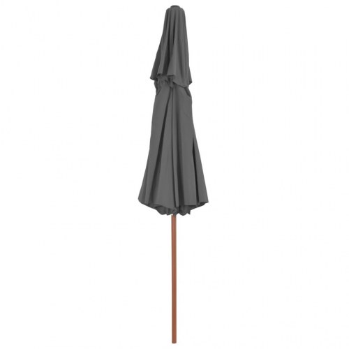 Parasol m. træstang 270 cm 2 niveauer antracitgrå