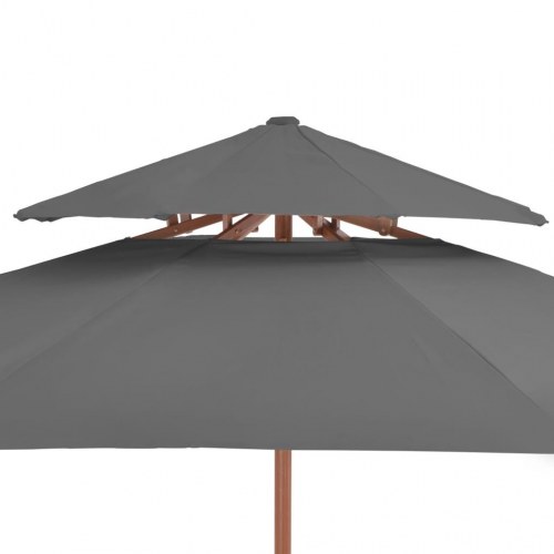Parasol m. træstang 270 cm 2 niveauer antracitgrå