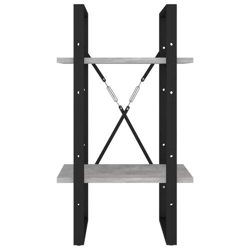 Bogreol med 2 hylder 40x30x70 cm konstrueret træ betongrå