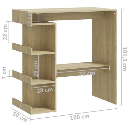 Barbord m. stativ 100x50x101,5 cm konstrueret træ sonoma-eg