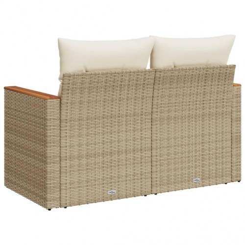 2-personers havesofa i polyrattan med opbevaring - beige, inkl. hynder