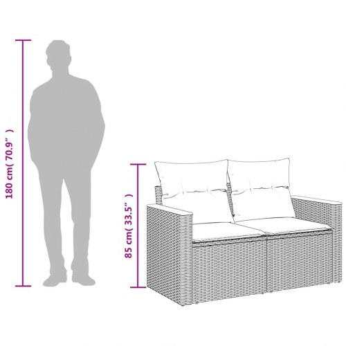 2-personers havesofa i polyrattan med opbevaring - beige, inkl. hynder