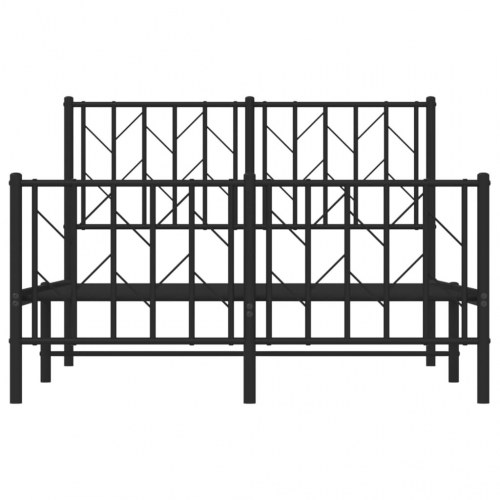 Sengeramme med sengegavl og fodgærde 120x200 cm - metal, sort