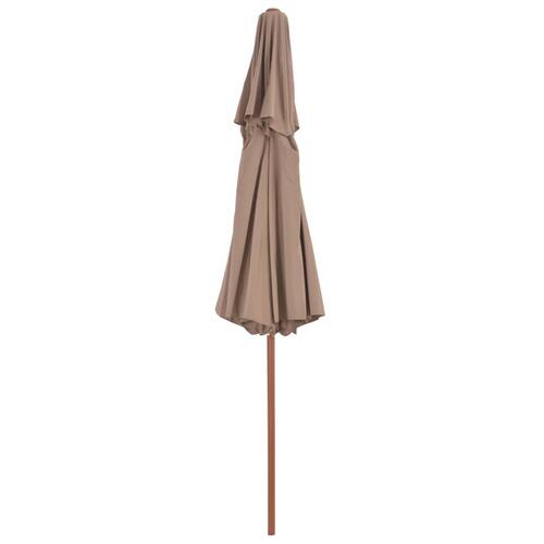 Dobbelt parasol med træstang 270 cm gråbrun