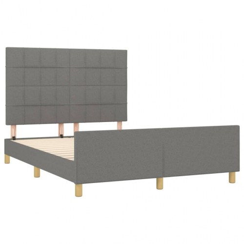 Sengeramme med sengegavl 140x200 cm - stof, mørkegrå