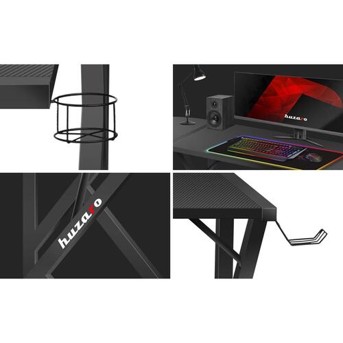 Skrivebord Gaming Huzaro Hero 6.3 Sort Stål Kulfiber 154 x 74 x 117 cm