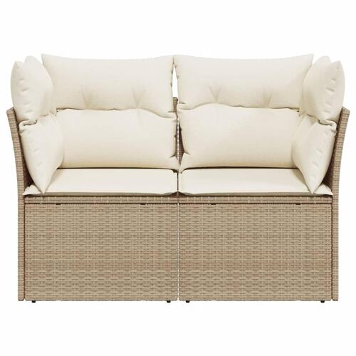 2-personers havesofa med hynder polyrattan beige