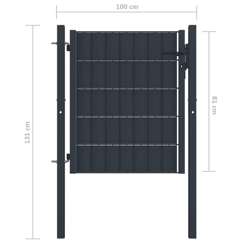 Hegnslåge 100x81 cm PVC og stål antracitgrå