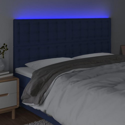 Sengegavl med LED-lys 200 x 5 x 118/128 cm - blå