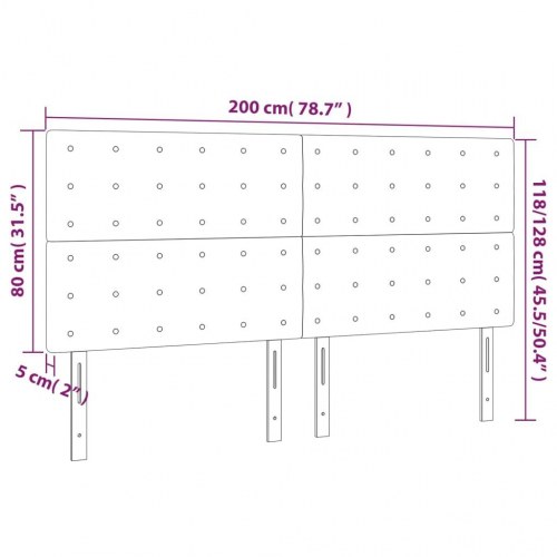 Sengegavl med LED-lys 200 x 5 x 118/128 cm - blå