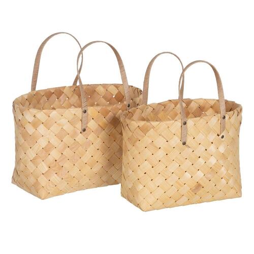 Kurvesæt Natur Træ 50 x 22 x 28 cm (2 enheder)