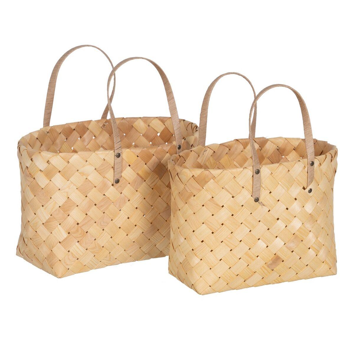 Kurvesæt Natur Træ 50 x 22 x 28 cm (2 enheder)