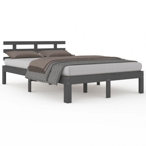 Sengeramme 150×200 cm king size i massivt fyrretræ - grå