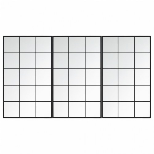 Vægspejl sæt - 3 stk. 100 × 60 cm, metalramme i sort