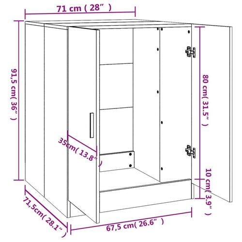 Vaskemaskineskab 71x71,5x91,5 cm betongrå
