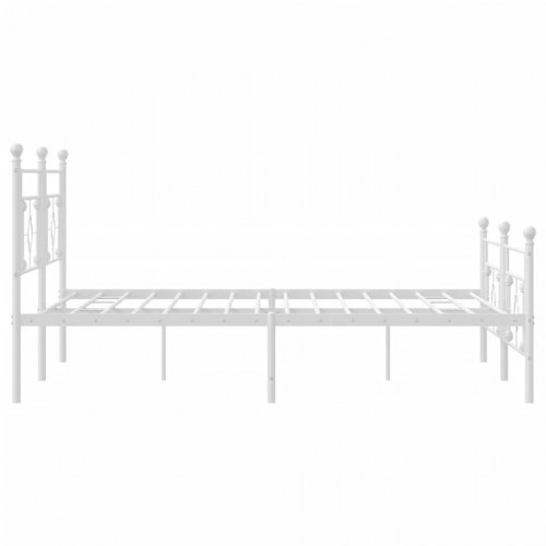 Sengeramme med sengegavl og fodgærde 200x200 cm metal hvid