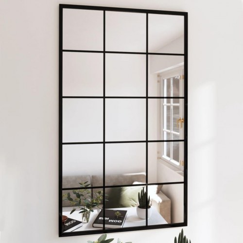 Vægspejl 4 stk. 100×60 cm - metal, sort gitterdesign