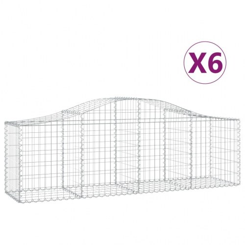 Buede gabionkurve - 6 stk. 200×50×60/80 cm i galvaniseret jern