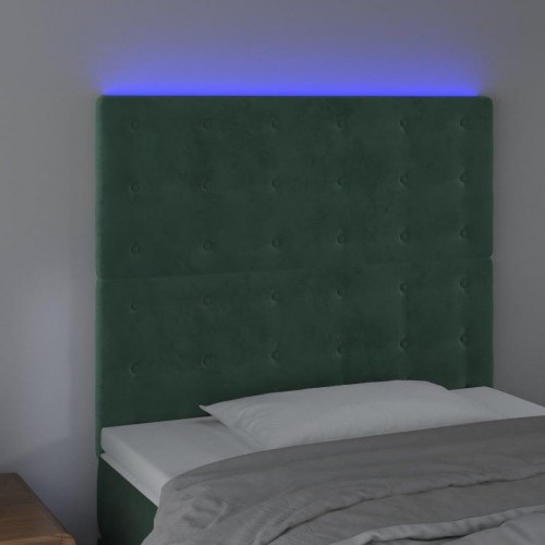 Sengegavl med LED-lys 80 x 5 x 118/128 cm - mørkegrøn