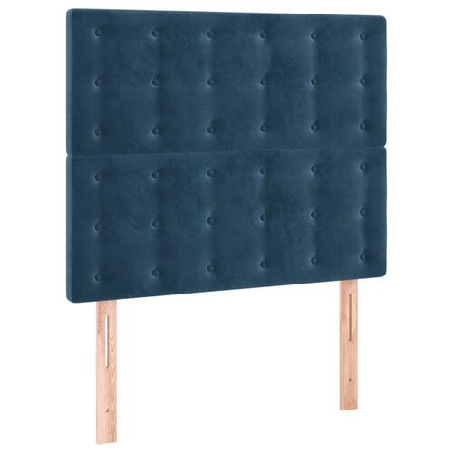 Sengegavl med LED-lys 80x5x118/128 cm fløjl mørkeblå