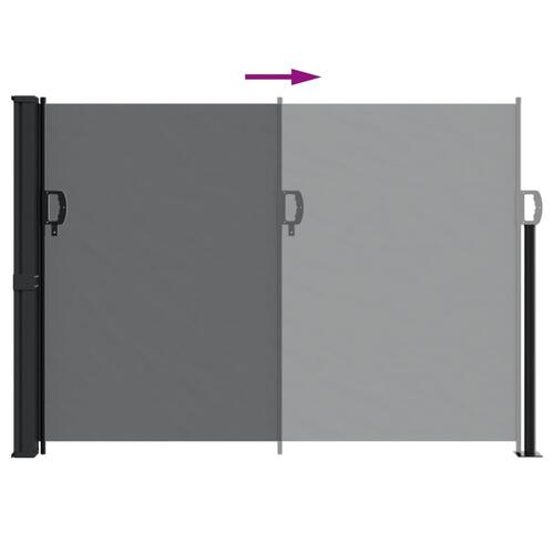 Sammenrullelig sidemarkise 140x600 cm sort