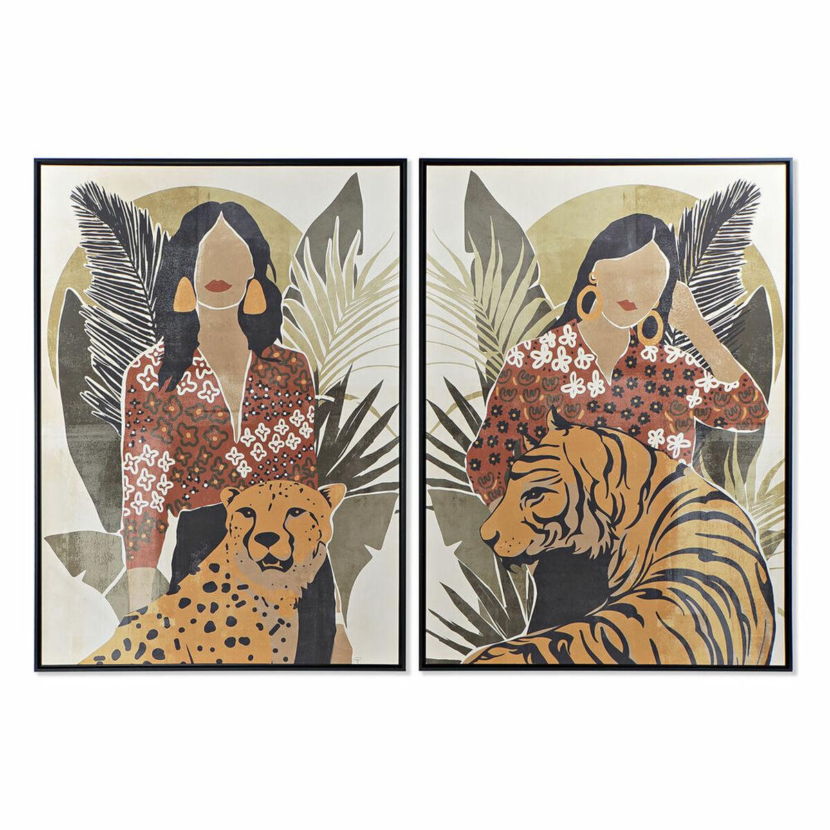 Maleri Dame Tiger 104 X 4 5 X 144 Cm Dyr Tropisk 2 Enheder