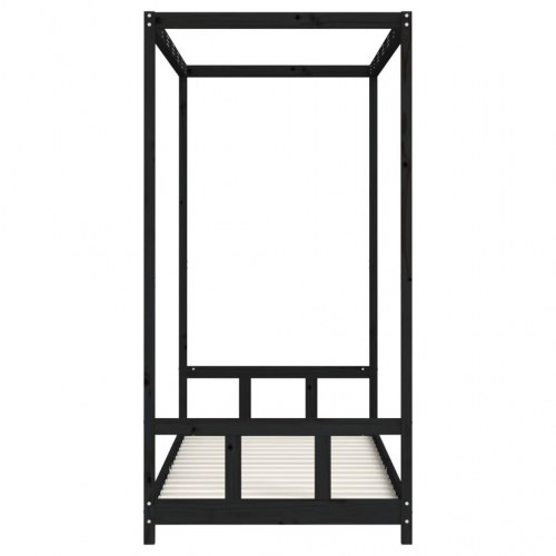 Himmelseng sengeramme til juniorseng 90x200 cm - massivt fyrretræ, sort