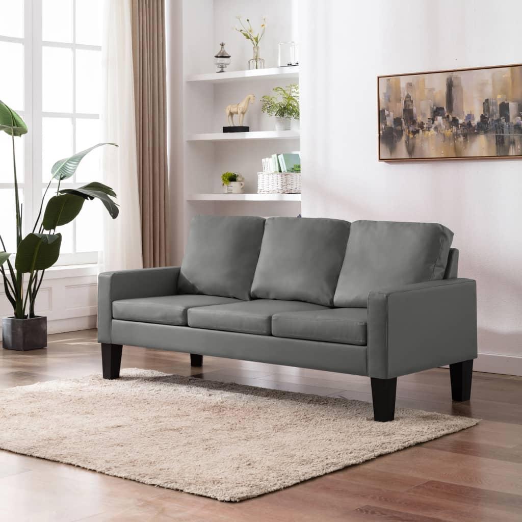 3-personers sofa kunstlæder grå