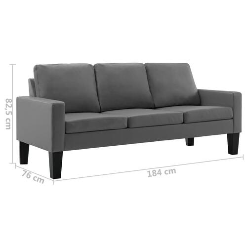 3-personers sofa kunstlæder grå