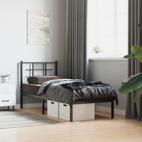 Sengeramme med sengegavl 75 x 190 cm - sort