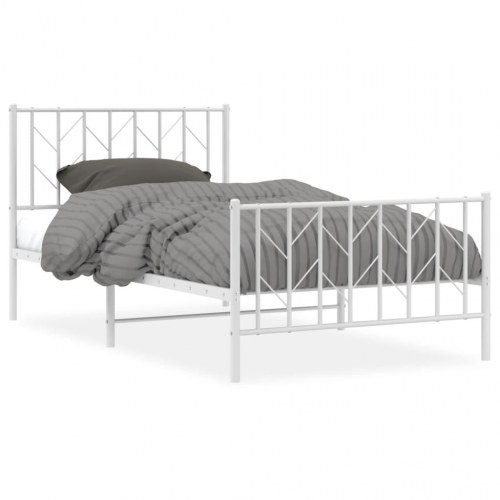 Sengeramme med gavl og fodgærde 100×190 cm - metal, hvid