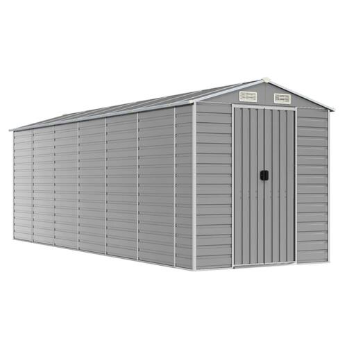 Haveskur 191x555x198 cm galvaniseret stål lysegrå