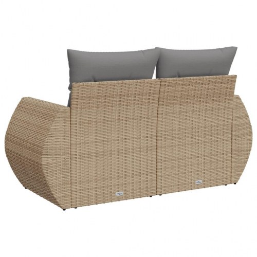 2-personers havesofa i polyrattan med hynder - beige/lysegrå