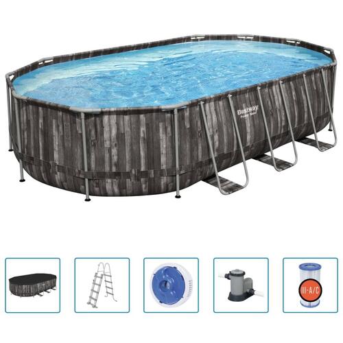 Bestway Power Steel swimmingpoolsæt 488x305x107 cm oval