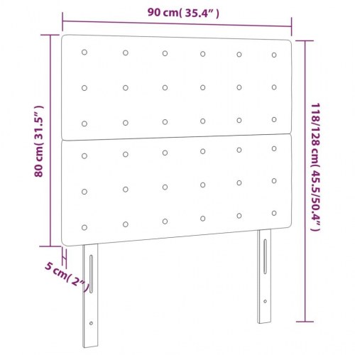 Sengegavl med LED-lys 90 x 5 x 118/128 cm - lyserød