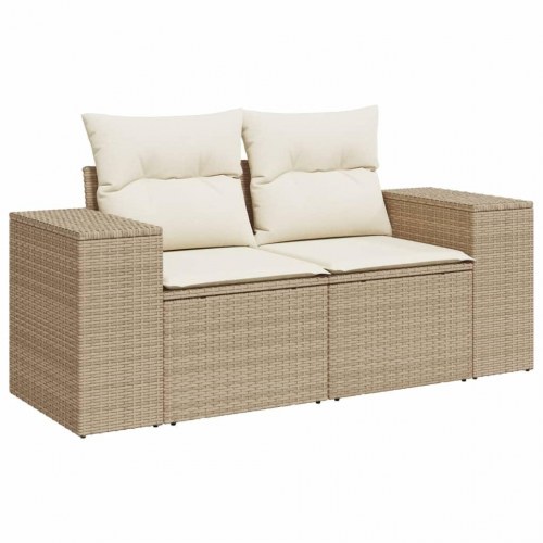 2-personers havesofa i polyrattan med hynder - beige
