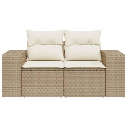 2-personers havesofa i polyrattan med hynder - beige
