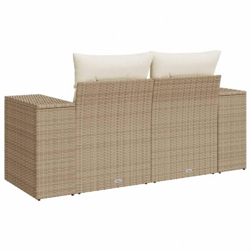 2-personers havesofa i polyrattan med hynder - beige