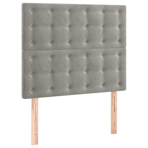 Sengegavl med LED-lys 100 x 5 x 118/128 cm fløjl - lysegrå