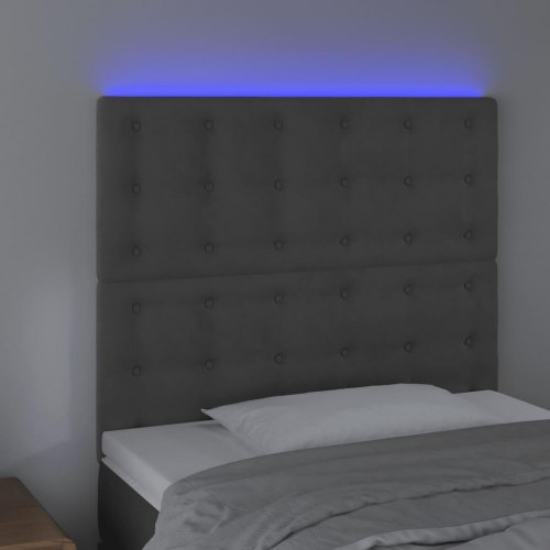 Sengegavl med LED-lys 100 x 5 x 118/128 cm - mørkegrå