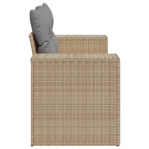 2-personers havesofa i polyrattan med hynder - beige/lysegrå