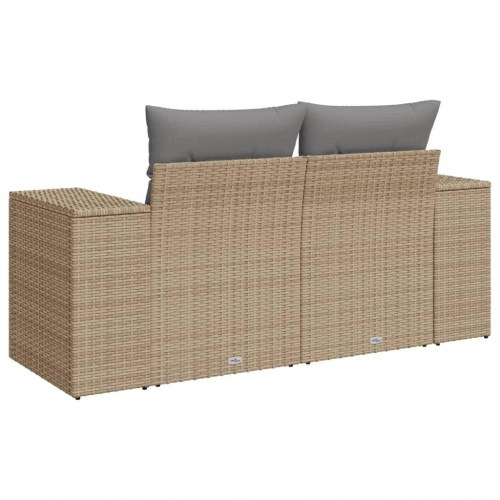 2-personers havesofa i polyrattan med hynder - beige/lysegrå