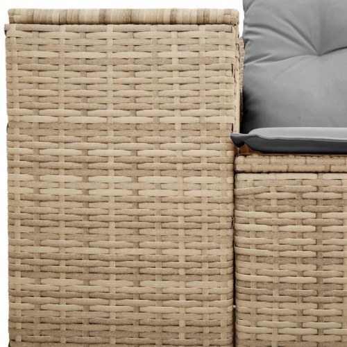2-personers havesofa i polyrattan med hynder - beige/lysegrå