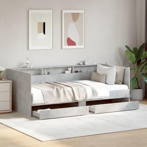 Daybed med skuffer uden madras 100x200 cm betongrå