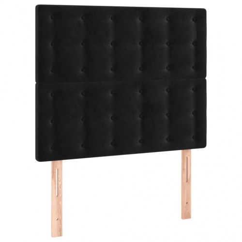 Sengegavl med LED-lys i fløjl 100 x 5 x 118/128 cm - sort