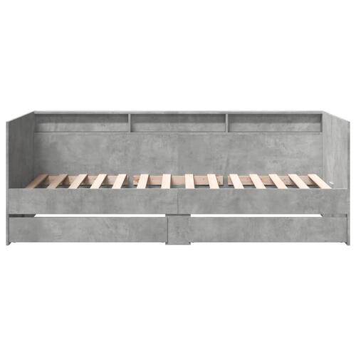 Daybed med skuffer uden madras 100x200 cm betongrå