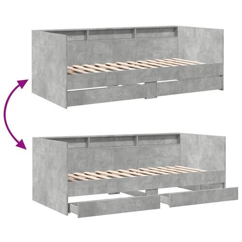 Daybed med skuffer uden madras 100x200 cm betongrå