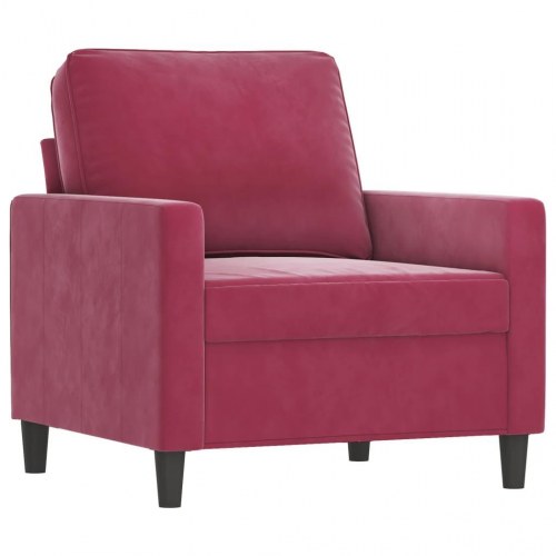Sofastol med fodskammel i velour - 60 cm sæde, vinrød
