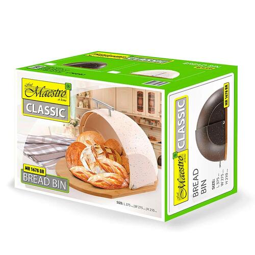 Brødkurv Feel Maestro MR-1678 Beige Sølvfarvet Træ Plastik 1 Dele 27,5 x 21 x 37,5 cm