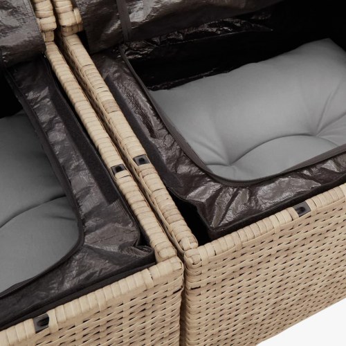 2-personers havesofa med opbevaring og hynder - beige/lysegrå